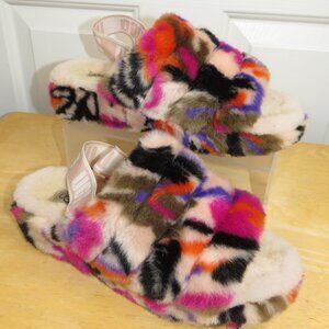 UGG Fluff Yeah Slide Slingback Sandal Slipper Motlee Multicolor Size 7